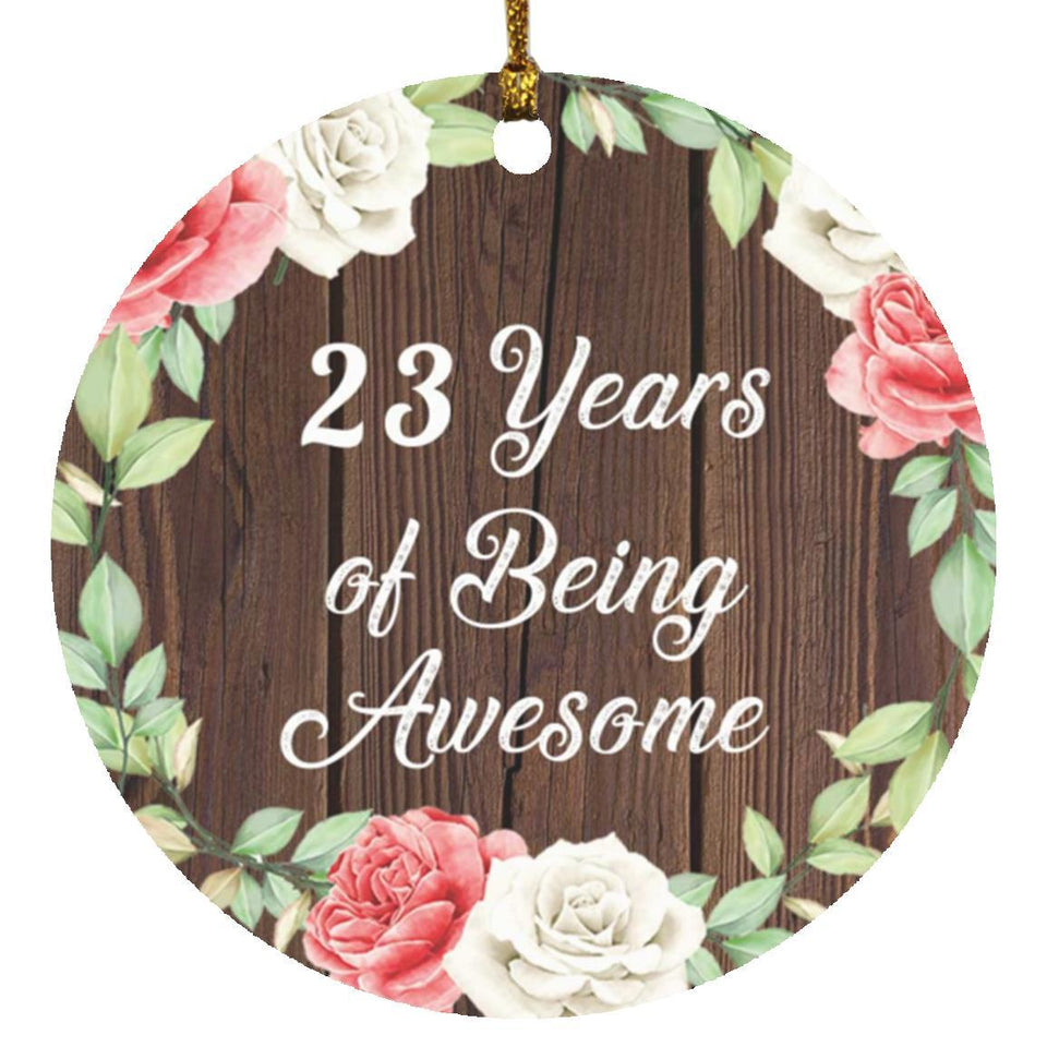 23rd Birthday 23 Years Of Being Awesome - Circle Ornament A
