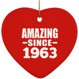 61st Birthday Amazing Since 1963 - Heart Ornament