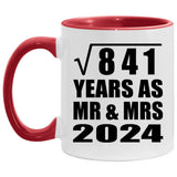29th Anniversary Square Root of 841 Years As Mr & Mrs 2024 - 11oz Accent Mug Red