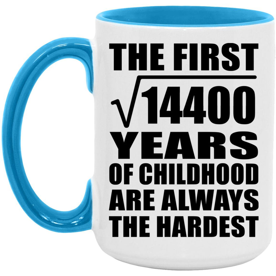 120th Birthday Square Root of 14400 Years of Childhood - 15oz Accent Mug Blue