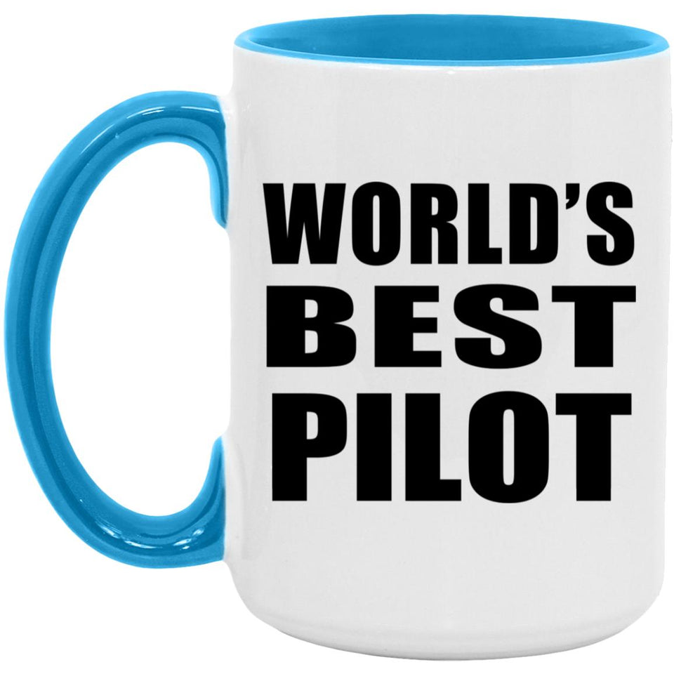 World's Best Pilot - 15oz Accent Mug Blue