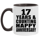 Happy 17th Anniversary 17 Years & Counting - 11oz Accent Mug Black