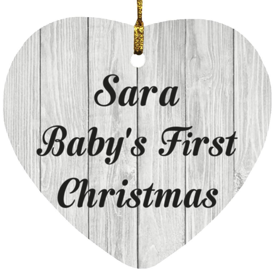 Sara Baby's First Christmas - Heart Ornament F