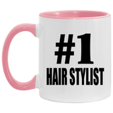 Number One #1 Hair Stylist - 11oz Accent Mug Pink