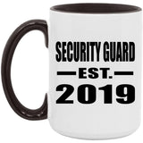 Security Guard Established EST. 2019 - 15oz Accent Mug Black