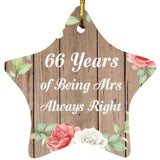 66th Anniversary 66 Years Of Being Mrs Always Right - Star Ornament B