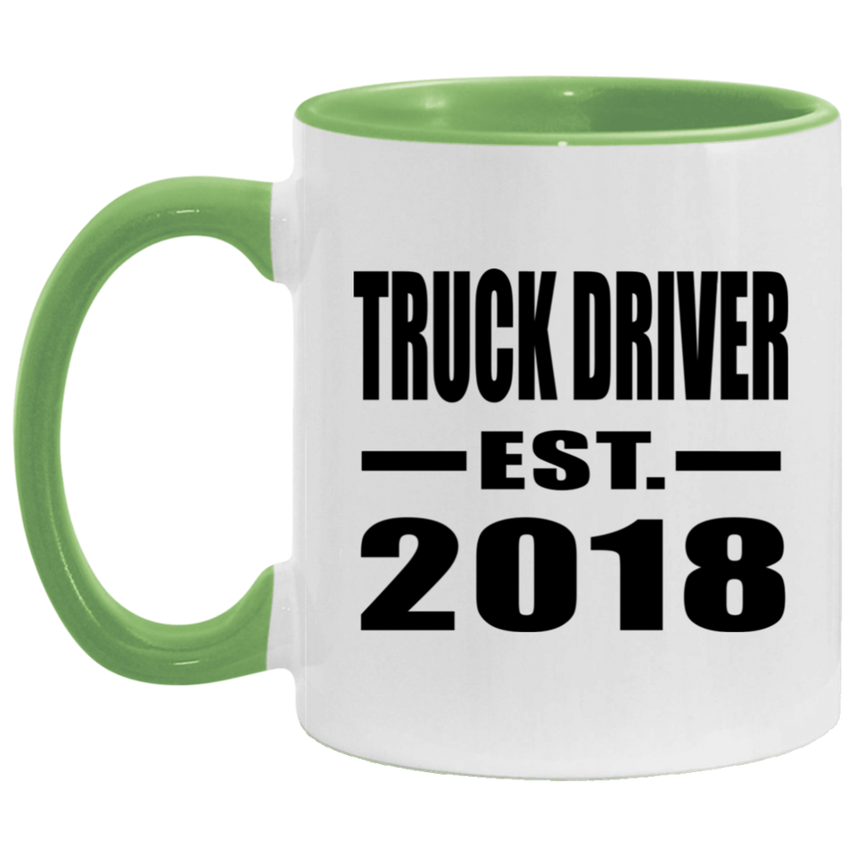 Truck Driver Established EST. 2018 - 11oz Accent Mug Green