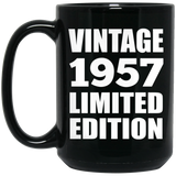 67th Birthday Vintage 1957 Limited Edition - 15oz Coffee Mug Black