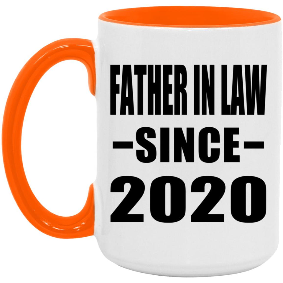 Father In Law Since 2020 - 15oz Accent Mug Orange