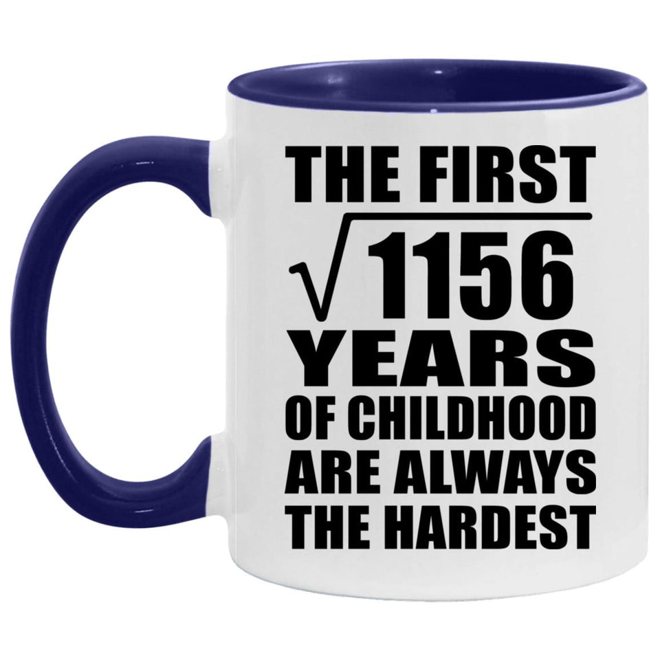 34th Birthday Square Root Of 1156 Years Of Childhood - 11oz Accent Mug Purple