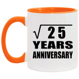 5th Anniversary Square Root of 25 Years Anniversary - 11oz Accent Mug Orange