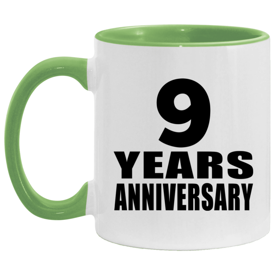 9th Anniversary 9 Years - 11oz Accent Mug Green