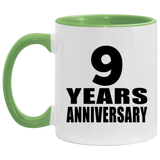 9th Anniversary 9 Years - 11oz Accent Mug Green
