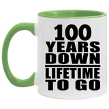 100th Anniversary 100 Years Down Lifetime To Go - 11oz Accent Mug Green