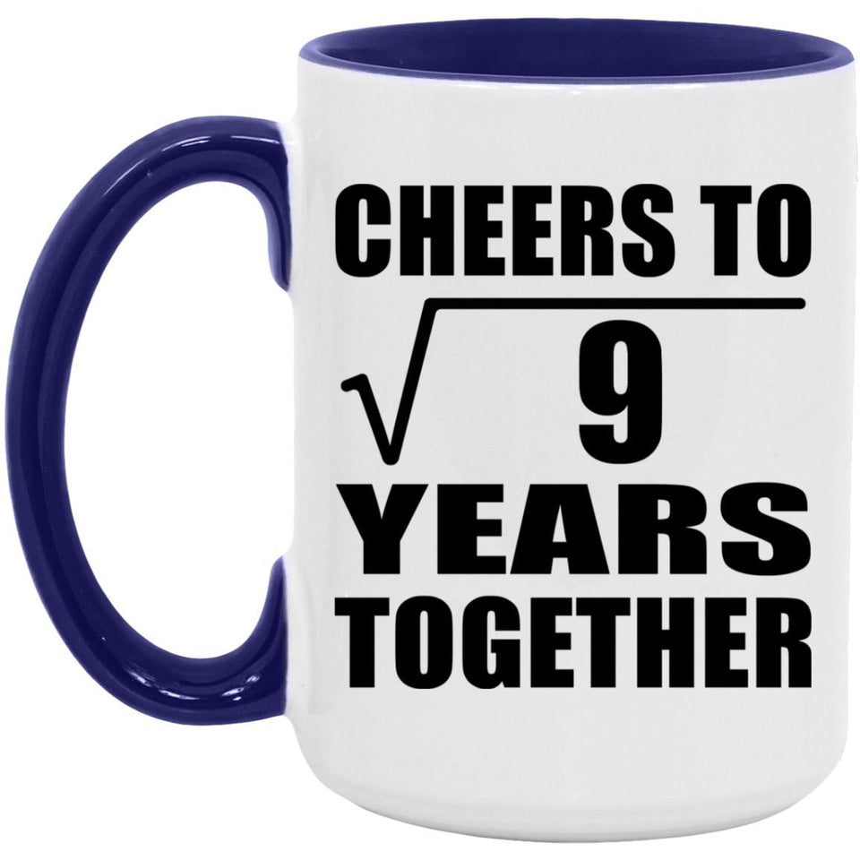 3rd Anniversary Cheers To Square Root of 9 Years Together - 15oz Accent Mug Purple