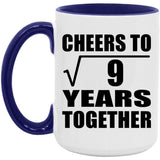 3rd Anniversary Cheers To Square Root of 9 Years Together - 15oz Accent Mug Purple