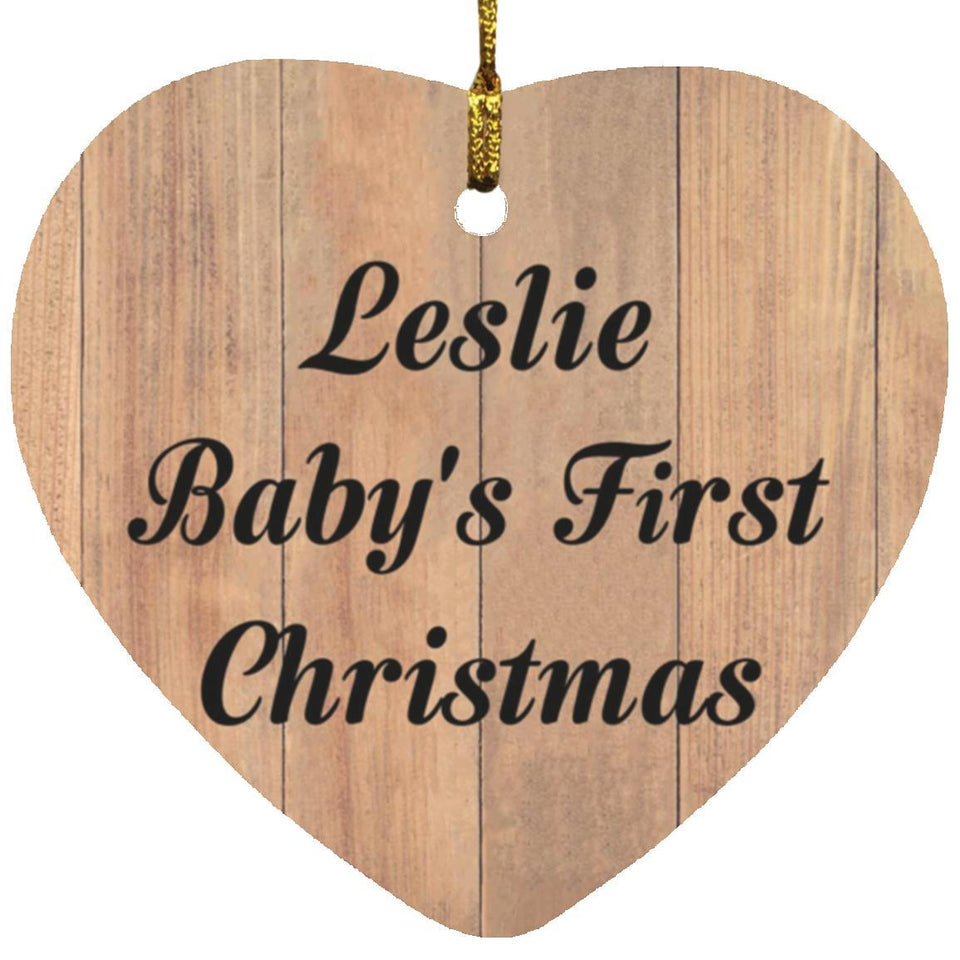 Leslie Baby's First Christmas - Heart Ornament C