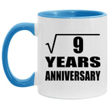3rd Anniversary Square Root of 9 Years Anniversary - 11oz Accent Mug Blue