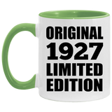 97th Birthday Original 1927 Limited Edition - 11oz Accent Mug Green