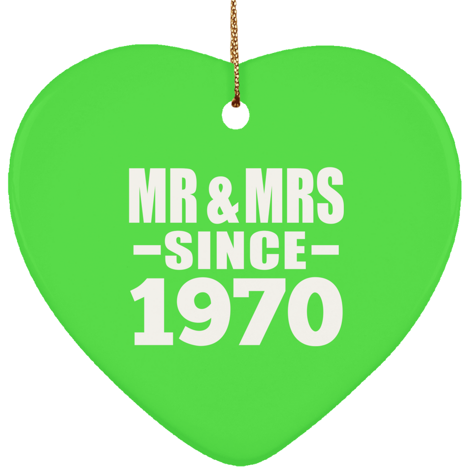 54th Anniversary Mr & Mrs Since 1970 - Heart Ornament