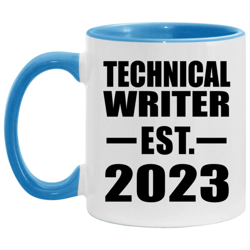 Technical Writer Established EST. 2023 - 11oz Accent Mug Blue