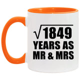 43rd Anniversary Square Root of 1849 Years As Mr & Mrs - 11oz Accent Mug Orange