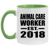 Animal Care Worker Established EST. 2018 - 11oz Accent Mug Green