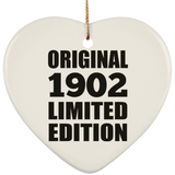 122nd Birthday Original 1902 Limited Edition - Heart Ornament