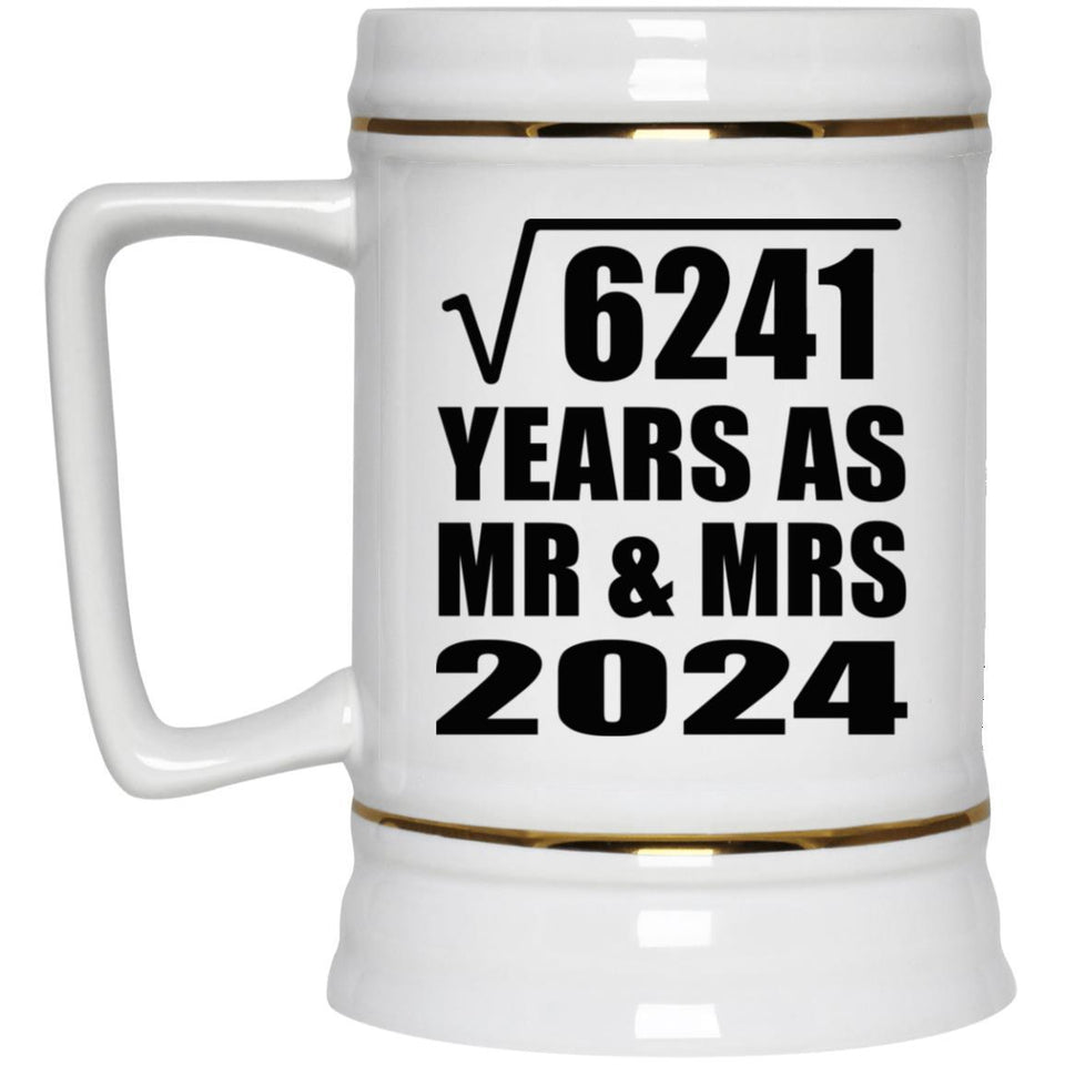 79th Anniversary Square Root of 6241 Years As Mr & Mrs 2024 - Beer Stein