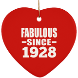 96th Birthday Fabulous Since 1928 - Heart Ornament