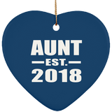 Aunt Established EST. 2018 - Heart Ornament