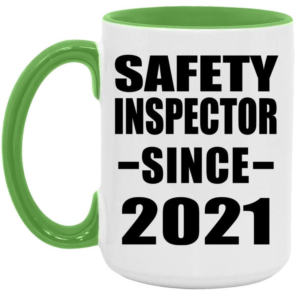 Safety Inspector Since 2021 - 15oz Accent Mug Green