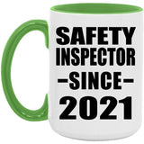 Safety Inspector Since 2021 - 15oz Accent Mug Green