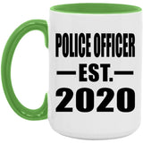 Police Officer Established EST. 2020 - 15oz Accent Mug Green