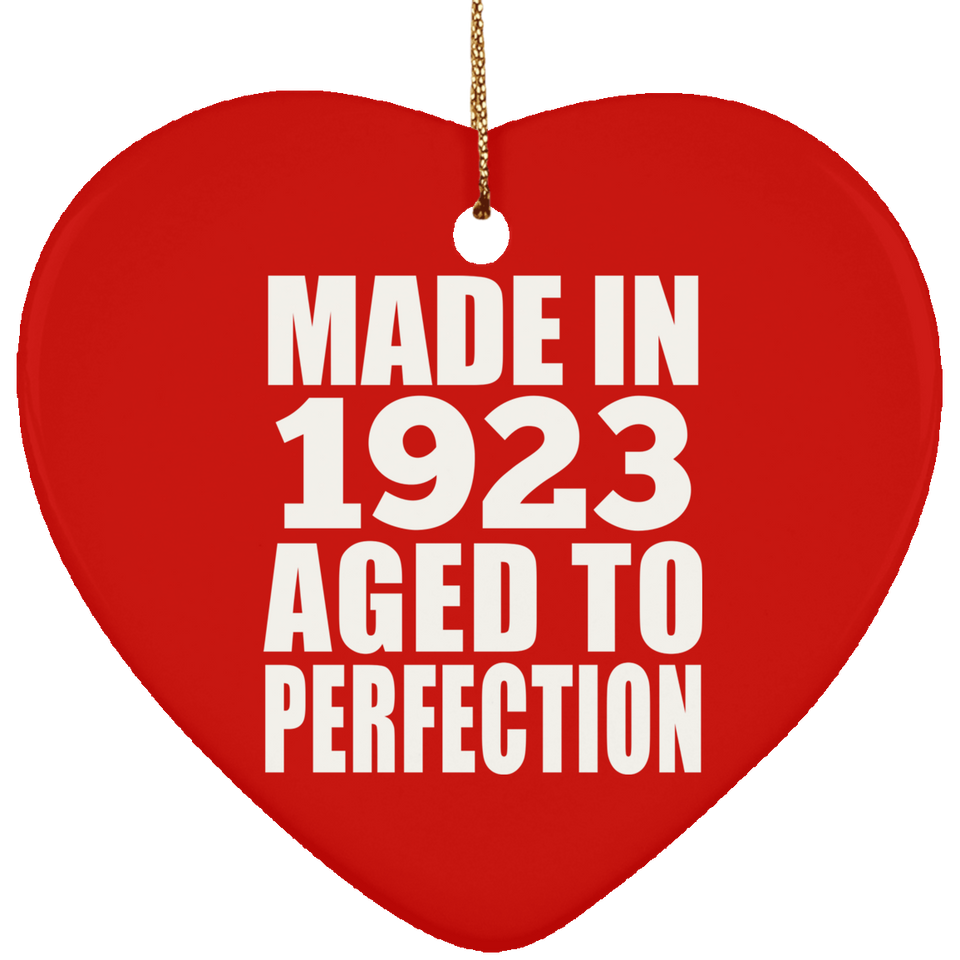 101st Birthday Made In 1923 Aged to Perfection - Heart Ornament