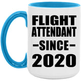 Flight Attendant Since 2020 - 15oz Accent Mug Blue