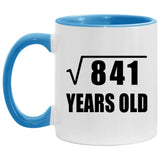 29th Birthday Square Root of 841 Years Old - 11oz Accent Mug Blue