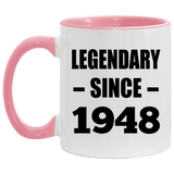 76th Birthday Legendary Since 1948 - 11oz Accent Mug Pink