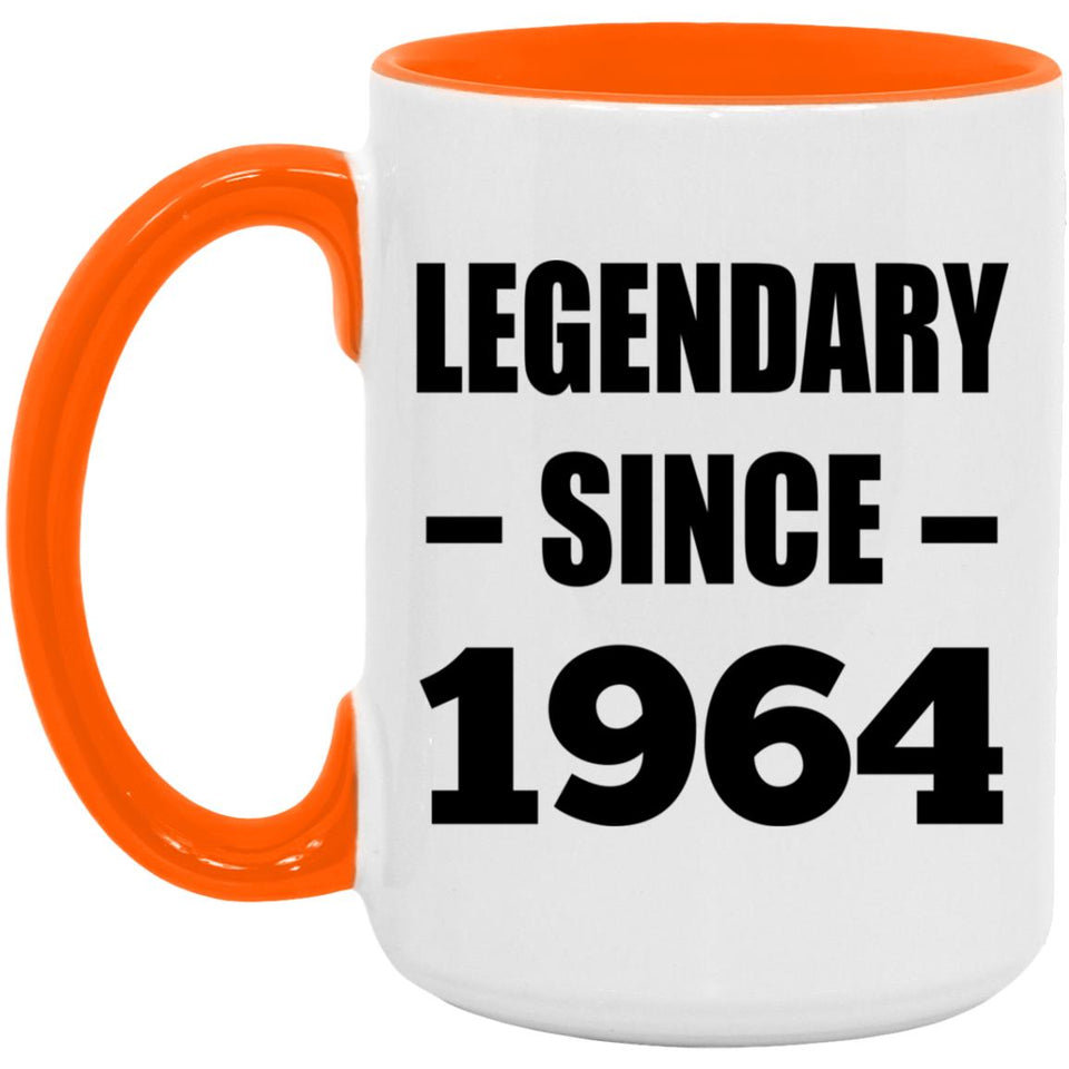 60th Birthday Legendary Since 1964 - 15oz Accent Mug Orange