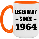 60th Birthday Legendary Since 1964 - 15oz Accent Mug Orange
