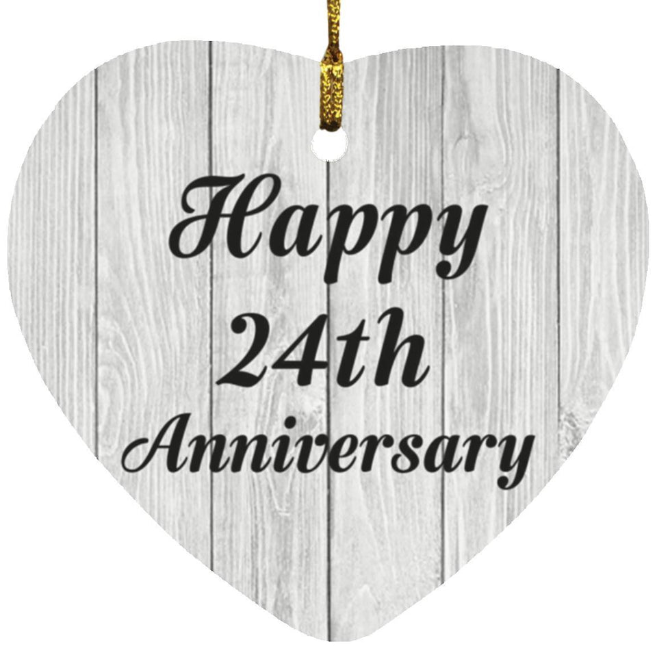 Happy 24th Anniversary - Heart Ornament F