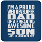 Proud Web Developer Dad Of Awesome Son - Drink Coaster