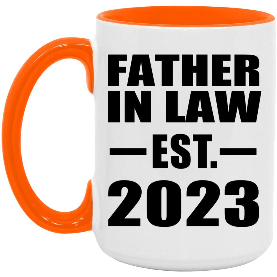 Father In Law Established EST. 2023 - 15oz Accent Mug Orange