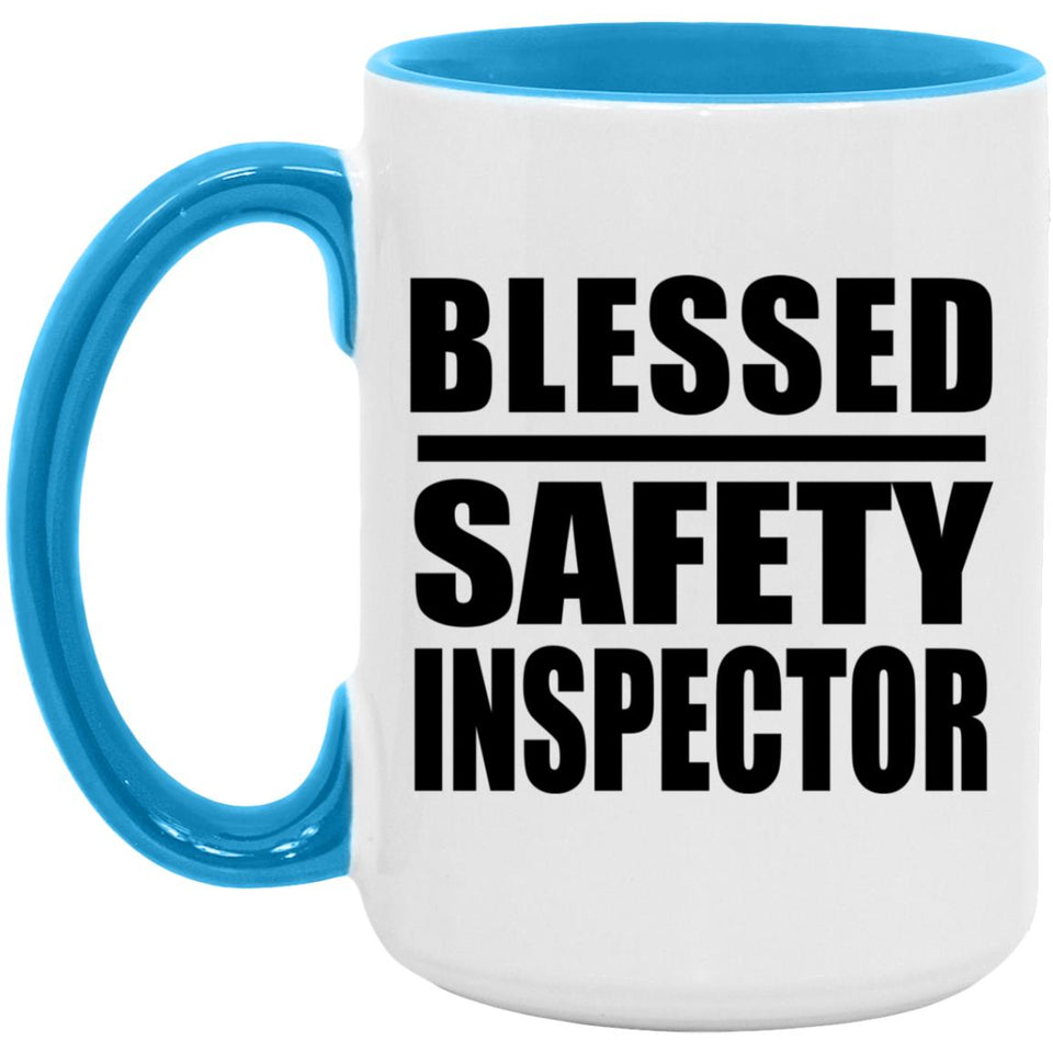 Blessed Safety Inspector - 15oz Accent Mug Blue