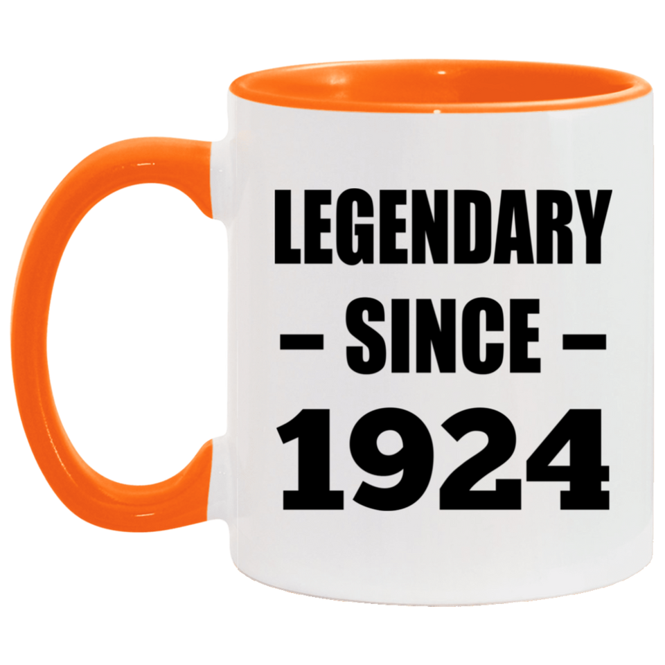 100th Birthday Legendary Since 1924 - 11oz Accent Mug Orange