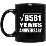 81st Anniversary Square Root of 6561 Years Anniversary - 11oz Coffee Mug Black