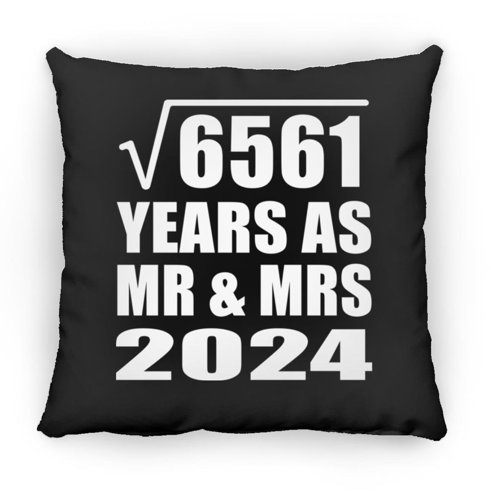 81st Anniversary Square Root of 6561 Years As Mr & Mrs 2024 - Throw Pillow Black