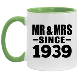 85th Anniversary Mr & Mrs Since 1939 - 11oz Accent Mug Green