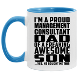 Proud Management Consultant Dad Of Awesome Son - 11oz Accent Mug Blue