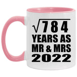 28th Anniversary Square Root of 784 Years As Mr & Mrs 2022 - 11oz Accent Mug Pink